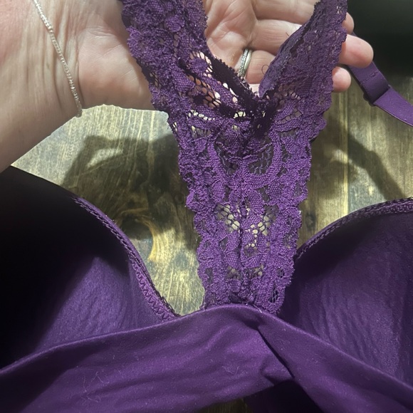 Victorias Secret‎ Body By Victoria Size 36DD Purple Lace V Back Lined Demi - Picture 6 of 6